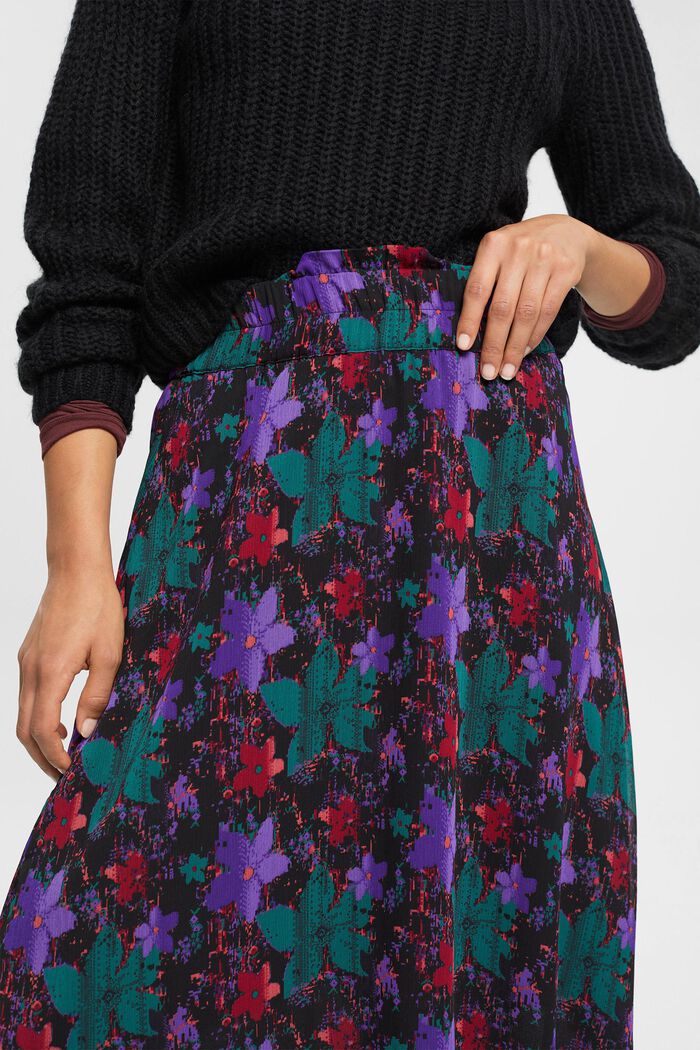 Patterned chiffon midi skirt, TEAL GREEN, detail image number 2