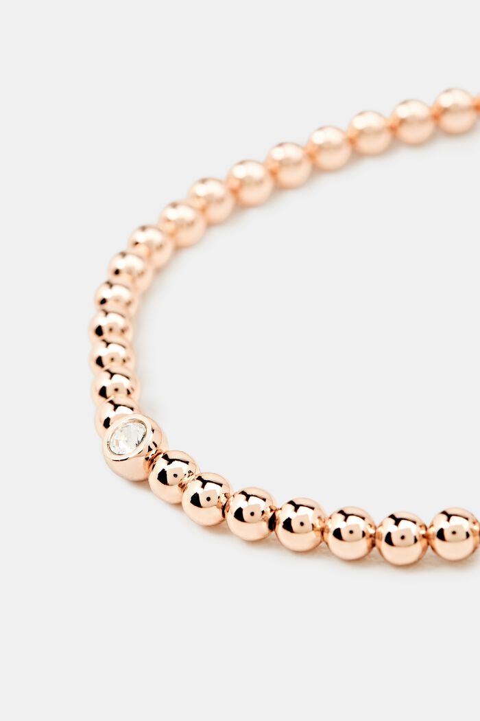 Stretchy brass bracelet with zirconia, ROSEGOLD, detail image number 1