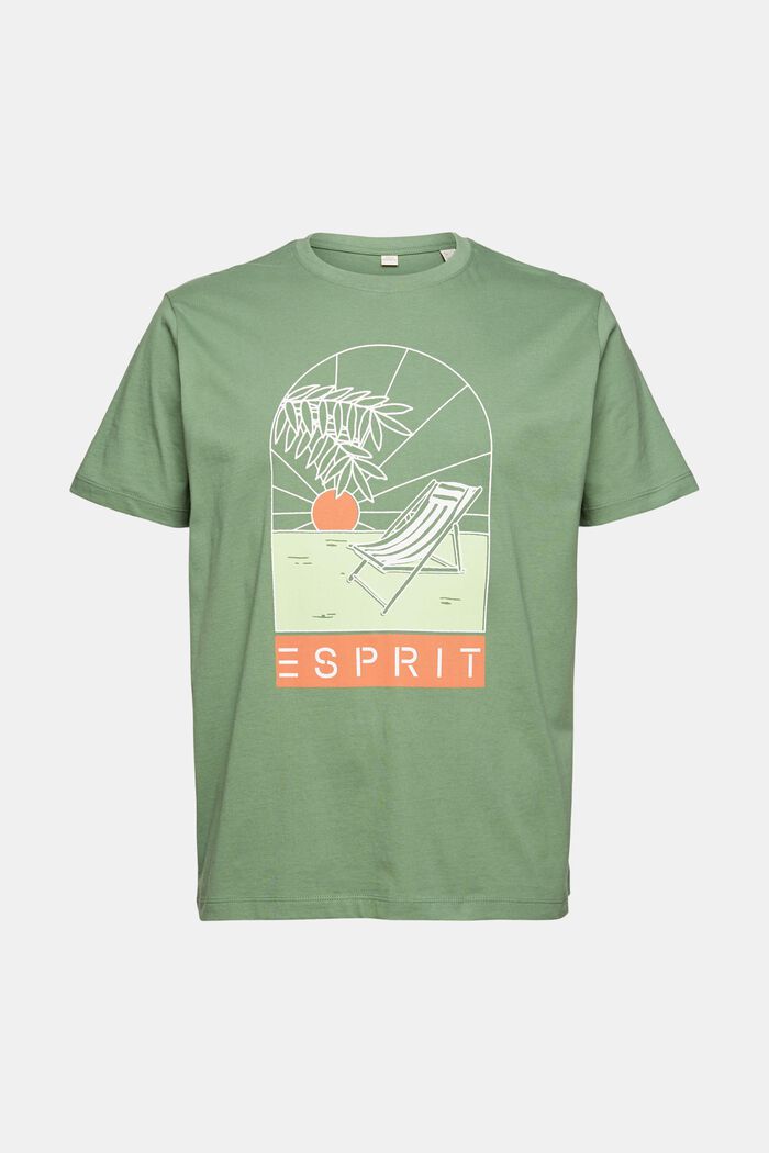 Jersey T-shirt with a print, GREEN, overview