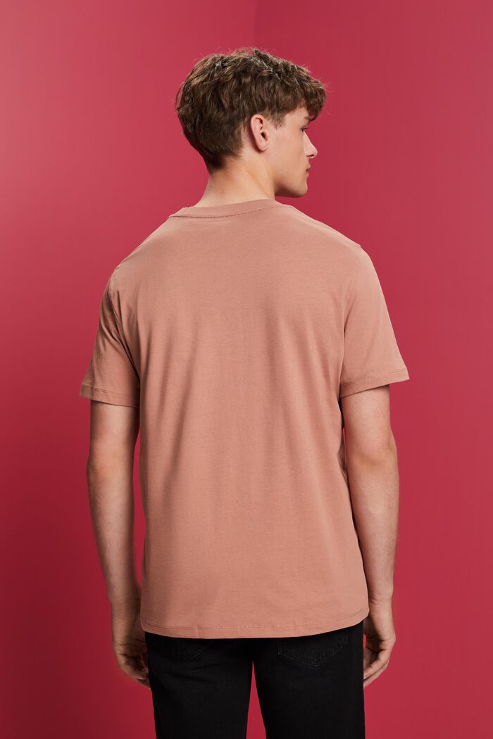 Crewneck t-shirt with print, 100% cotton, DARK OLD PINK, detail image number 3