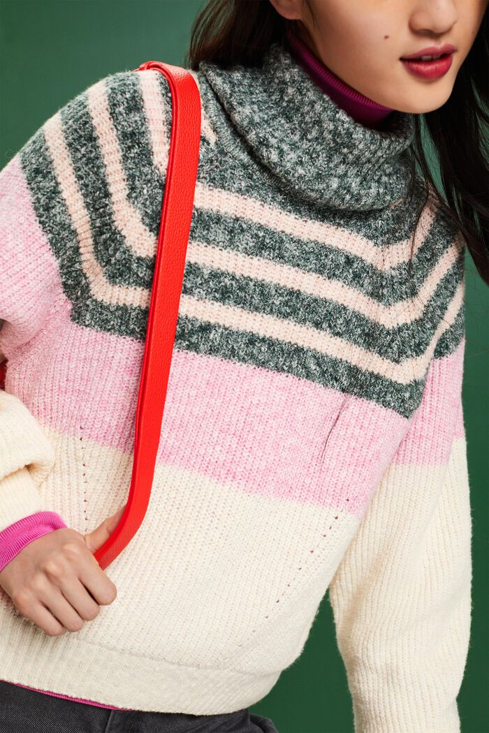 Striped Rib-Knit Turtleneck Sweater, ICE, detail image number 4