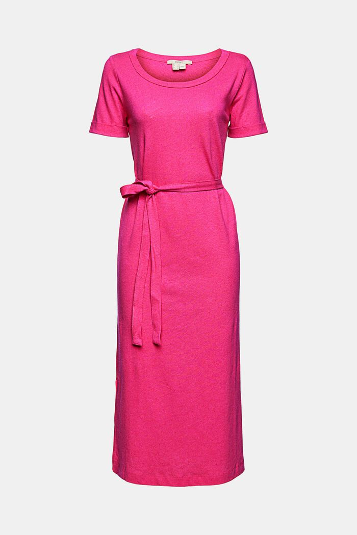 With linen: shirt dress in a midi length, PINK FUCHSIA, detail image number 7