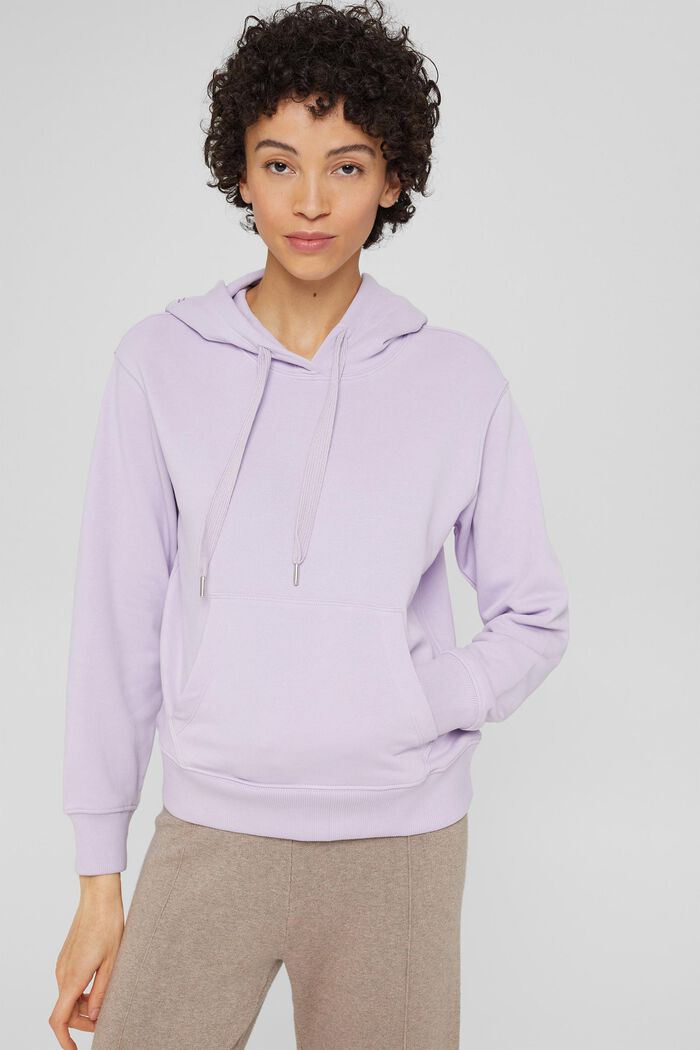Hoodie with logo embroidery, blended cotton, LILAC, detail image number 0