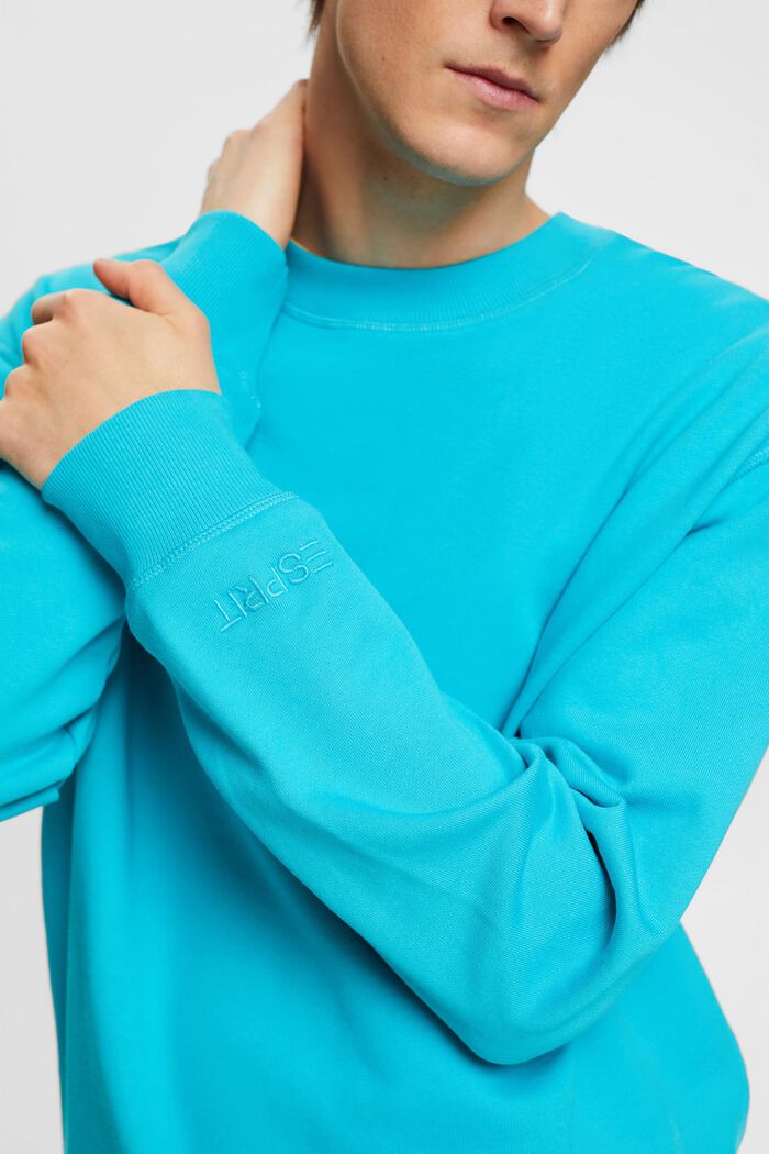 Sweatshirt with embroidered sleeve logo, AQUA GREEN, detail image number 2