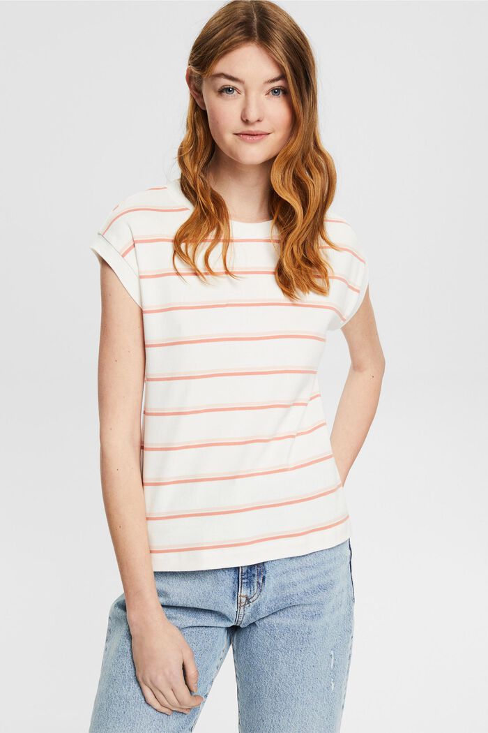 striped T-shirt, OFF WHITE, overview