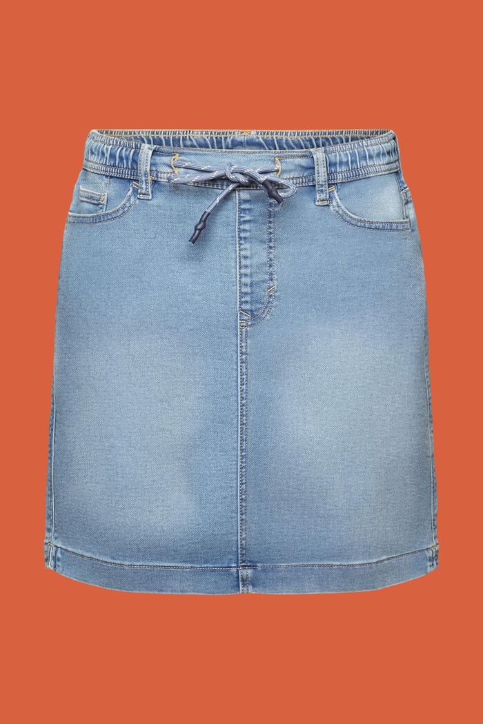 Jogger-style jeans mini skirt, BLUE LIGHT WASHED, detail image number 7