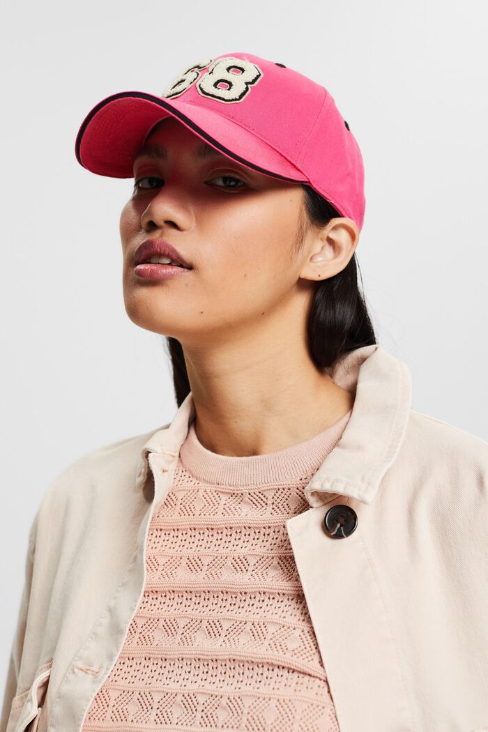 Baseball cap with a towelling appliqué, PINK FUCHSIA, detail image number 2