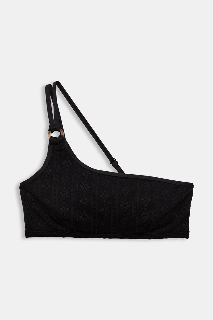 Padded crop top with a textured pattern, BLACK, overview