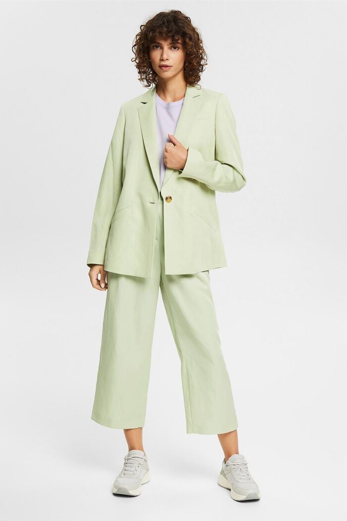 Linen blend: Cropped trousers, PASTEL GREEN, detail image number 1