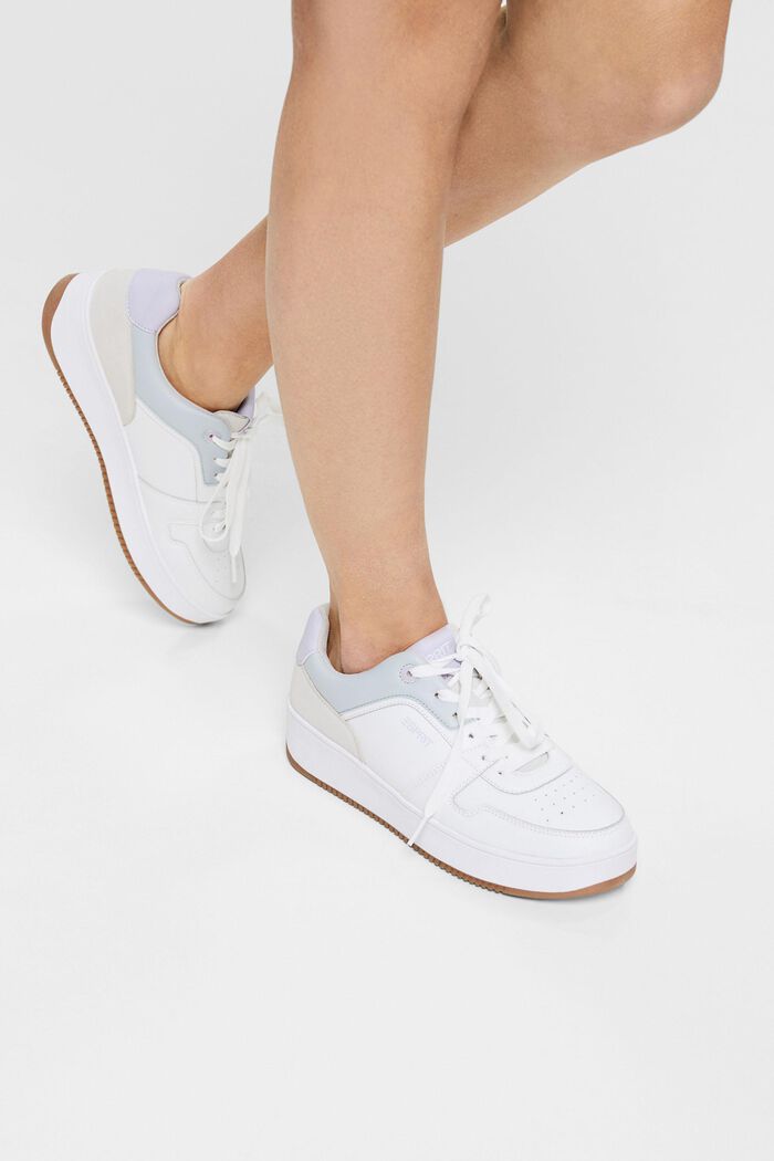 Platform trainers with colour accents, WHITE, detail image number 1
