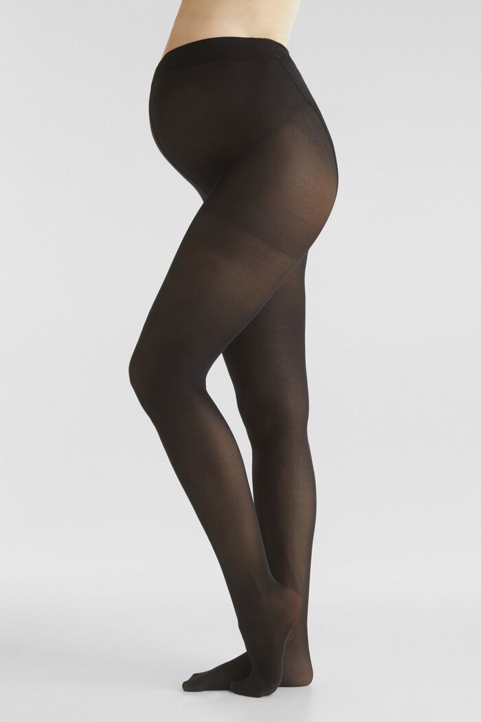 Fine tights with a wide waistband, BLACK, detail image number 0