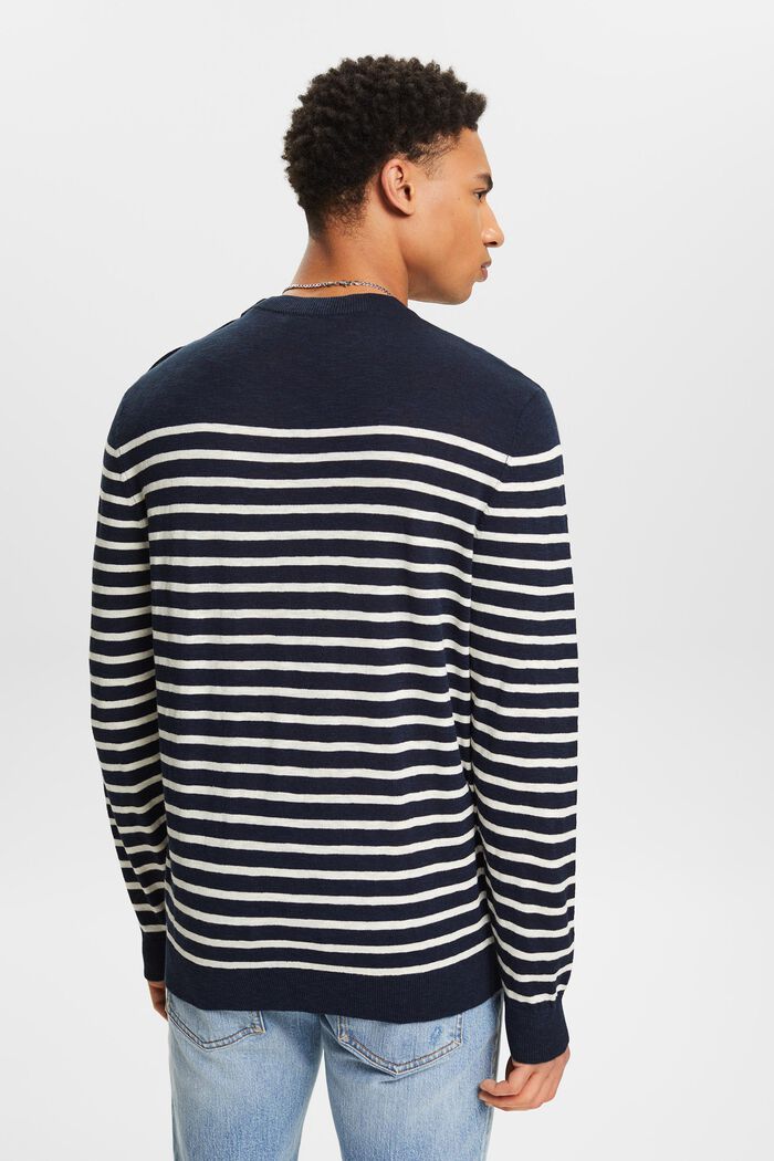 Striped Cotton-Linen Sweater, NAVY, detail image number 2