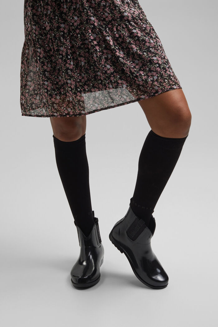 Knee-high socks made of blended cotton, BLACK, detail image number 0
