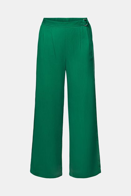 Belted Woven Wide Leg Pants