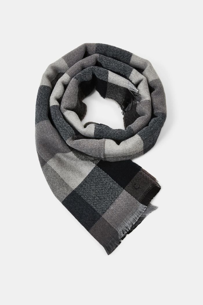 Checked woven scarf, ANTHRACITE, overview