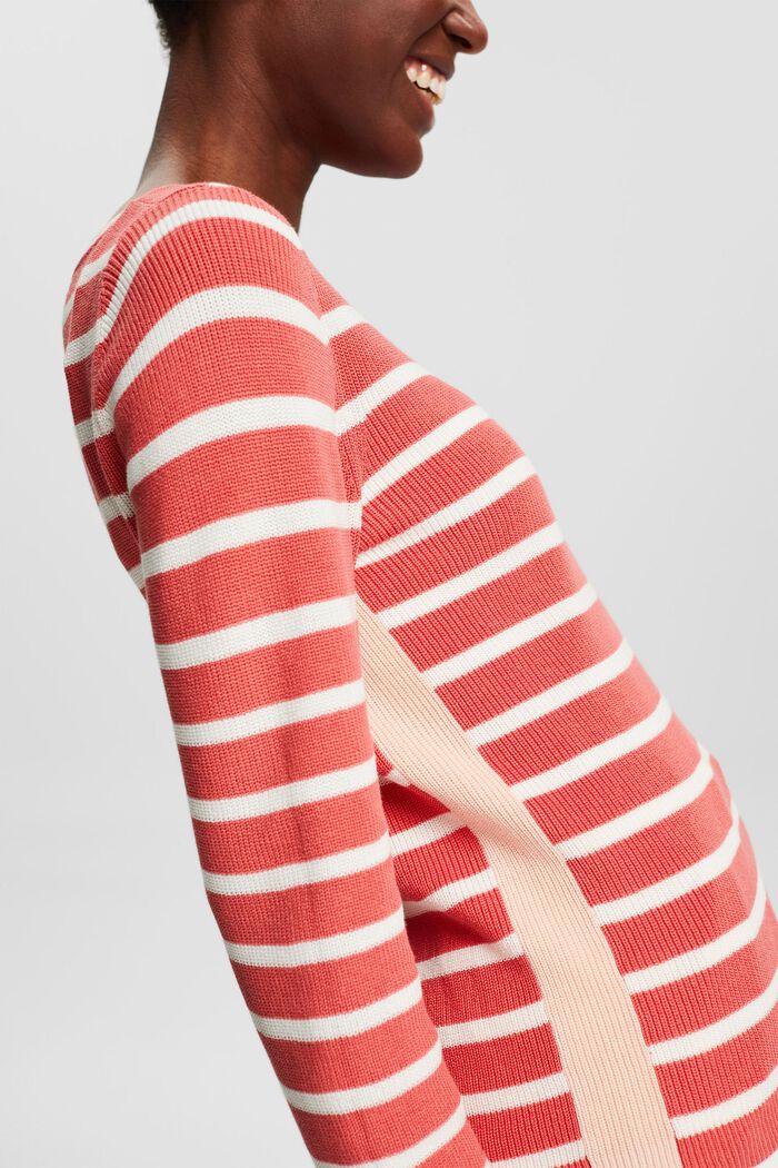 Striped jumper with colour accents, CORAL, detail image number 2