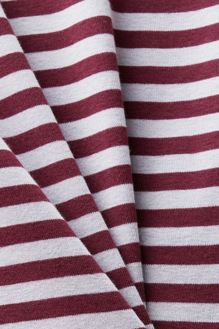 Logo-Print Striped Cotton T-Shirt, BORDEAUX RED, detail image number 5