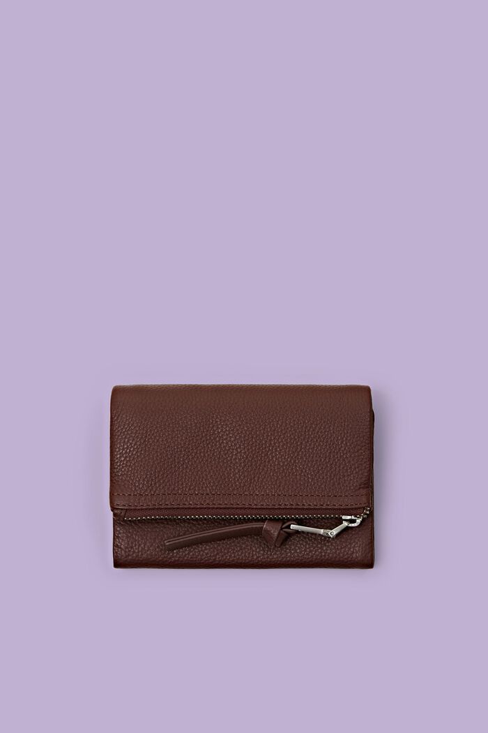 Fold-Over Leather Wallet, BROWN, detail image number 0