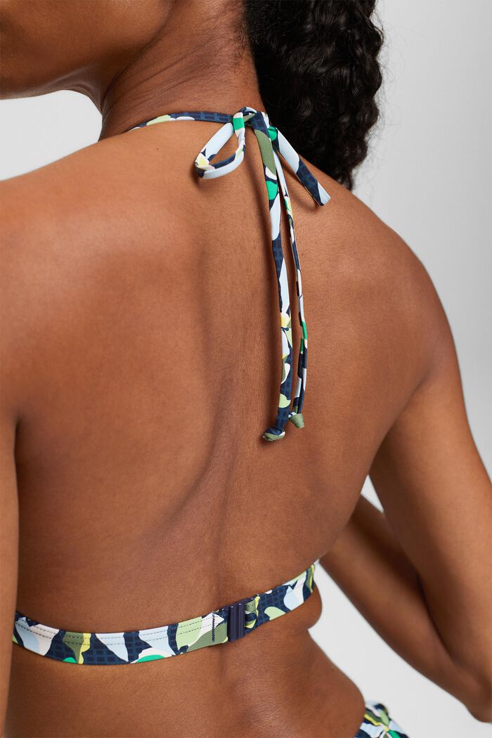 Printed Halterneck Bikini Top, NAVY, detail image number 1