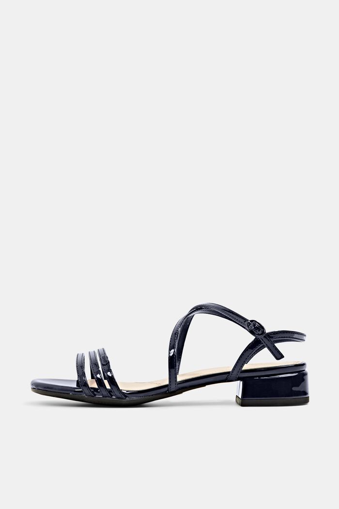 Strappy sandals made of faux patent leather, NAVY, detail image number 0