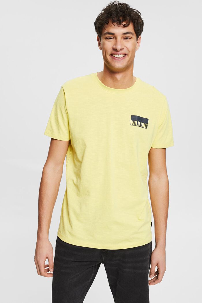 Jersey T-shirt with a print on the chest, YELLOW, detail image number 0
