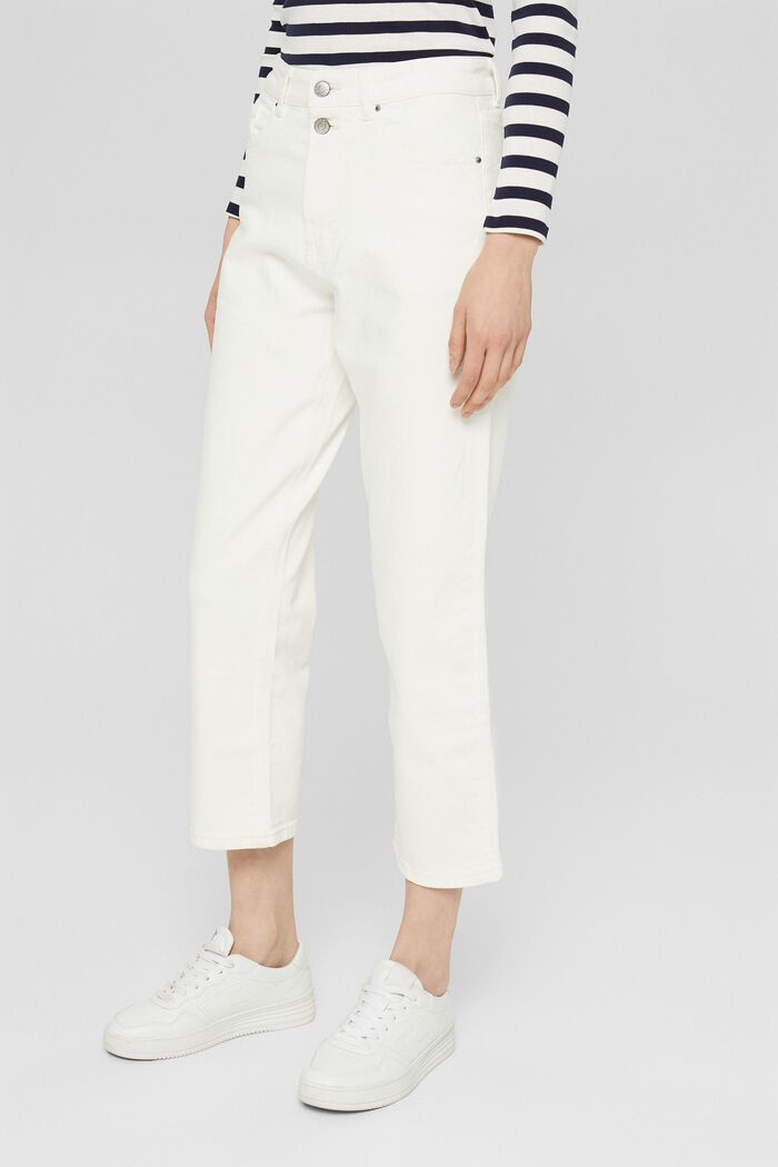 Cotton jeans with a straight leg, OFF WHITE, detail image number 0