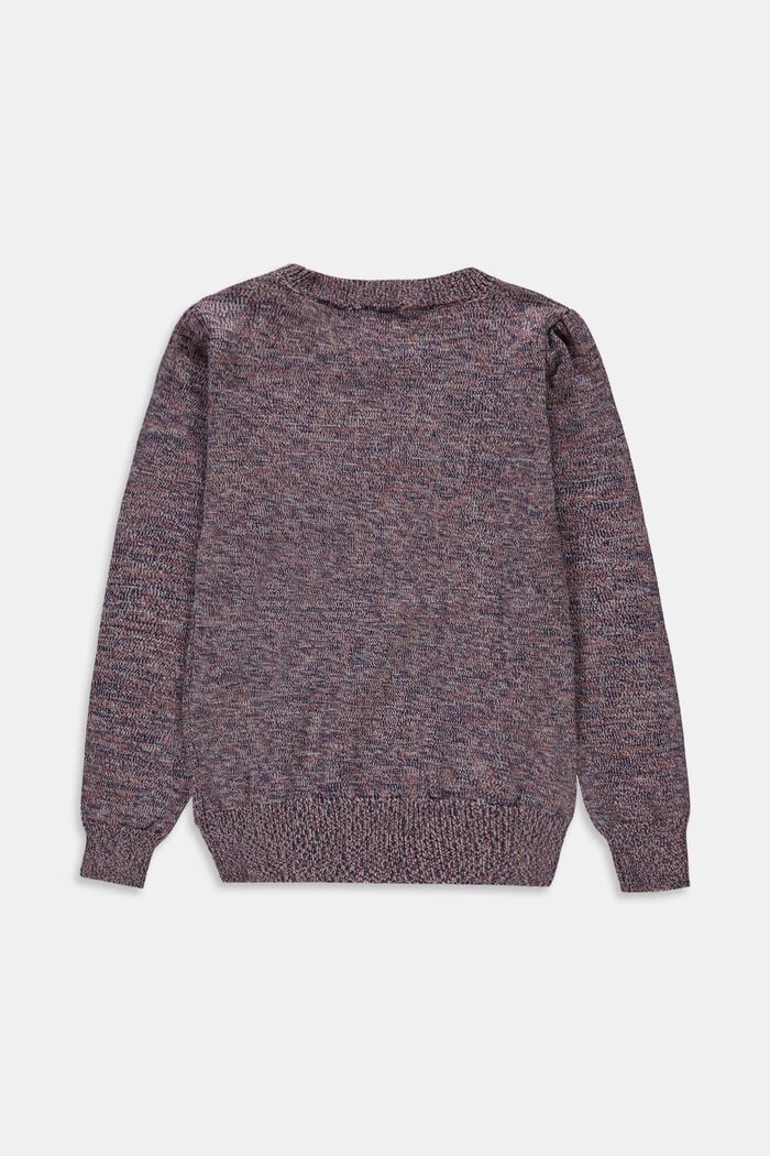 Cotton blend jumper with puff sleeves, MAUVE, detail image number 1
