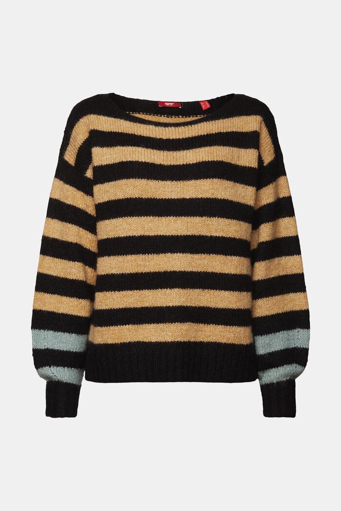 Wool-Mohair Blend Striped Sweater, BLACK, detail image number 5