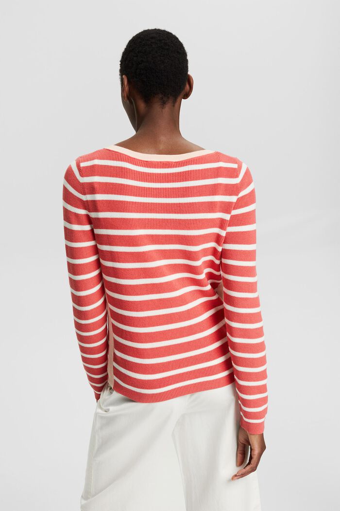 Striped jumper with colour accents, CORAL, detail image number 3