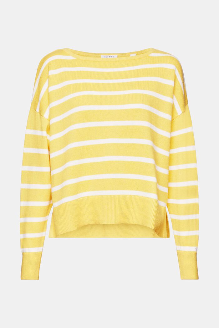 Striped Cotton-Linen Sweater, SUNFLOWER YELLOW, detail image number 6