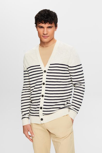 Cotton Linen Breton Stripe Cardigan
