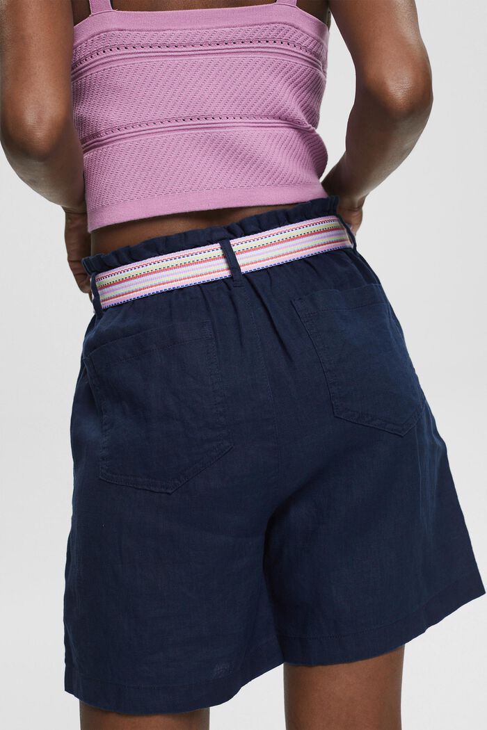 Linen shorts with belt, NAVY, detail image number 7
