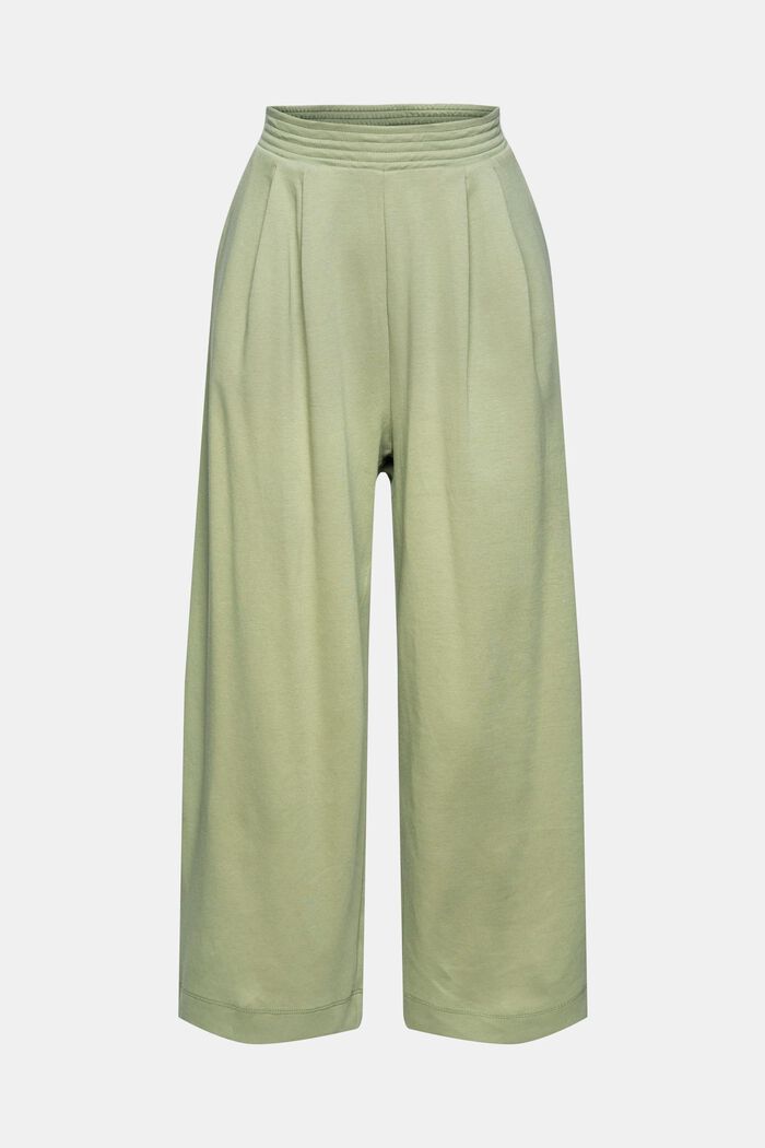 Jersey trousers with a wide leg, LIGHT KHAKI, overview