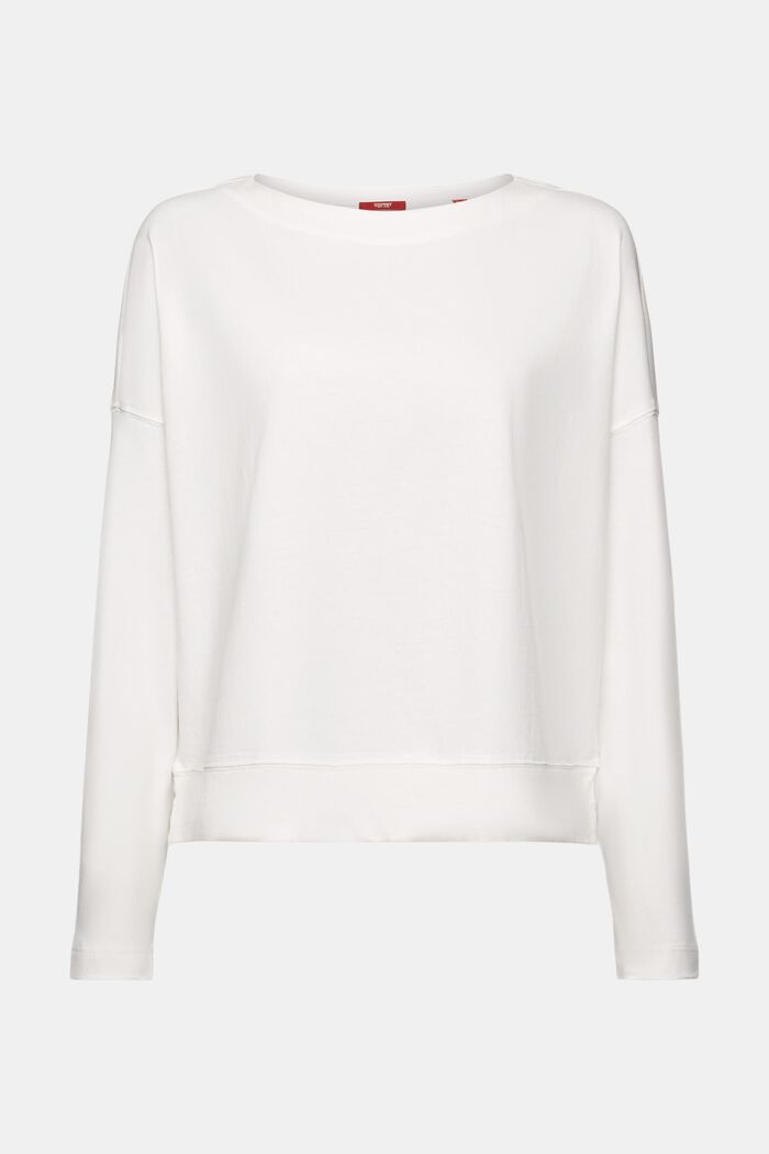 Cotton Longsleeve Top, OFF WHITE, detail image number 6