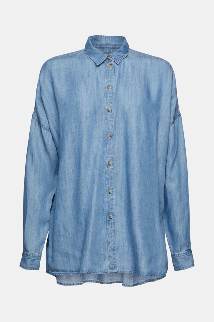 Made of TENCEL™: oversized denim-look shirt, BLUE MEDIUM WASHED, detail image number 2