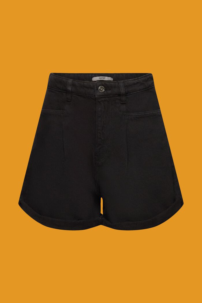 High-rise shorts with linen, BLACK, detail image number 5