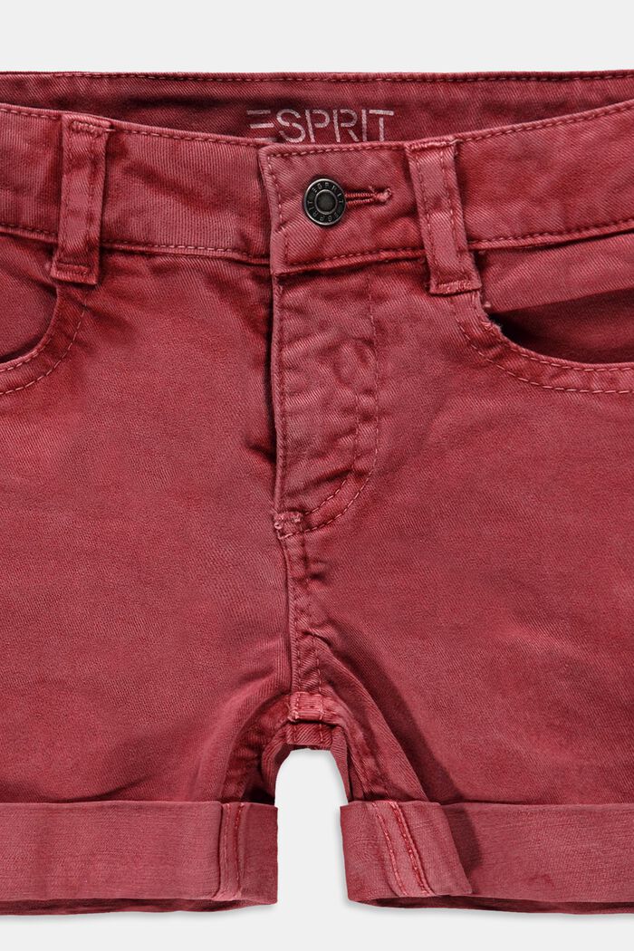 Twill shorts with an adjustable waistband, blended organic cotton, GARNET RED, detail image number 2