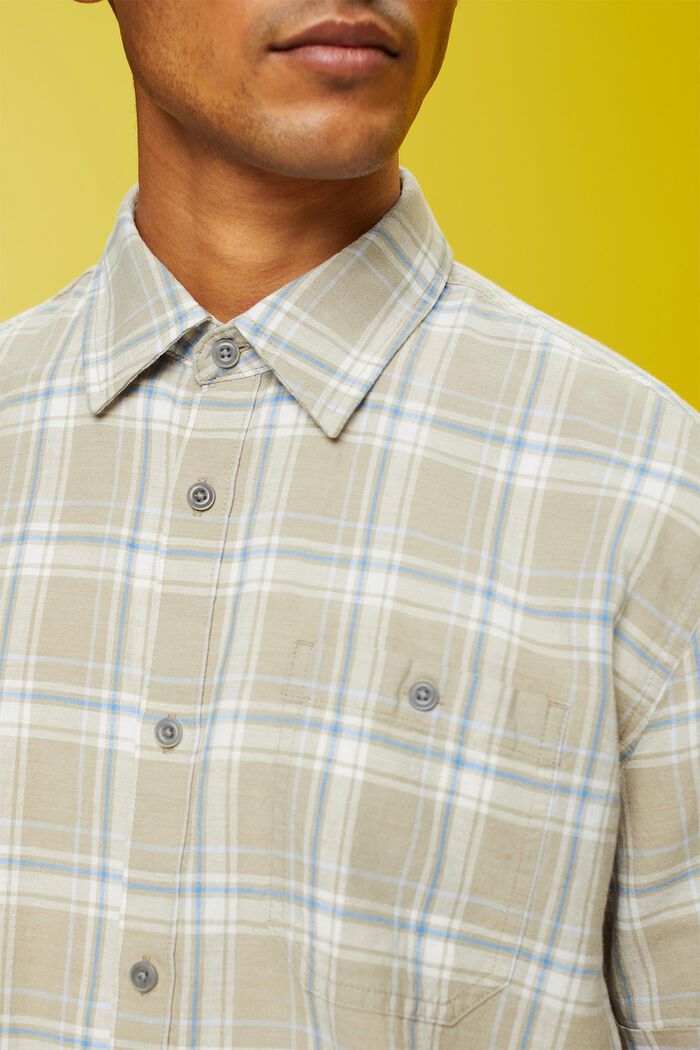 Checked short-sleeve shirt, LIGHT GREEN, detail image number 2