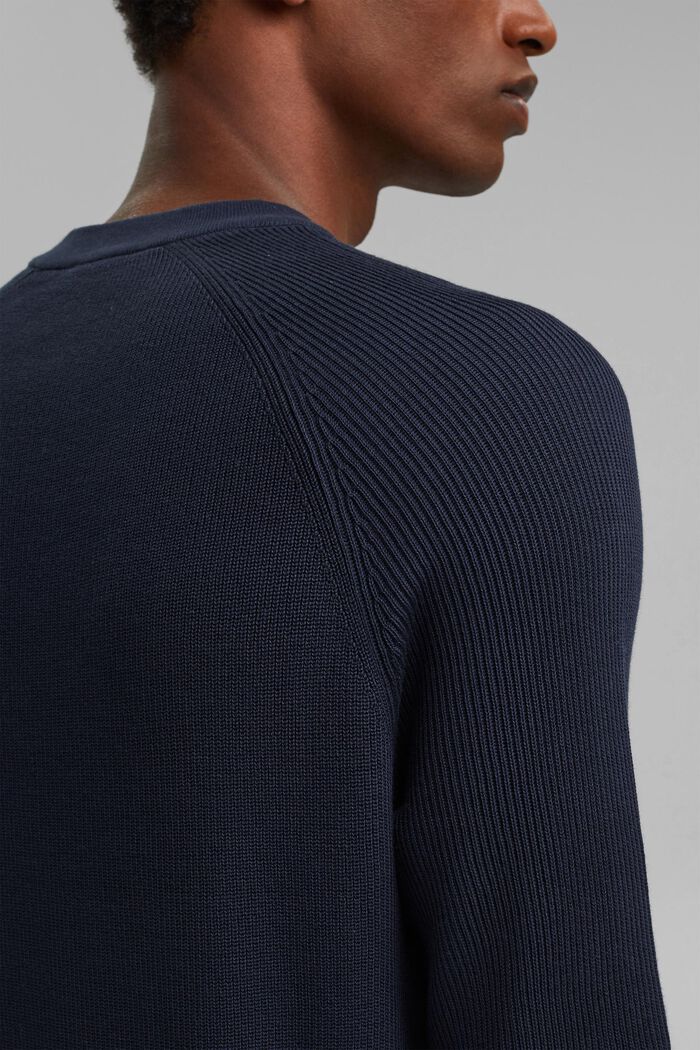 Rib knit jumper made of 100% cotton, NAVY, detail image number 2