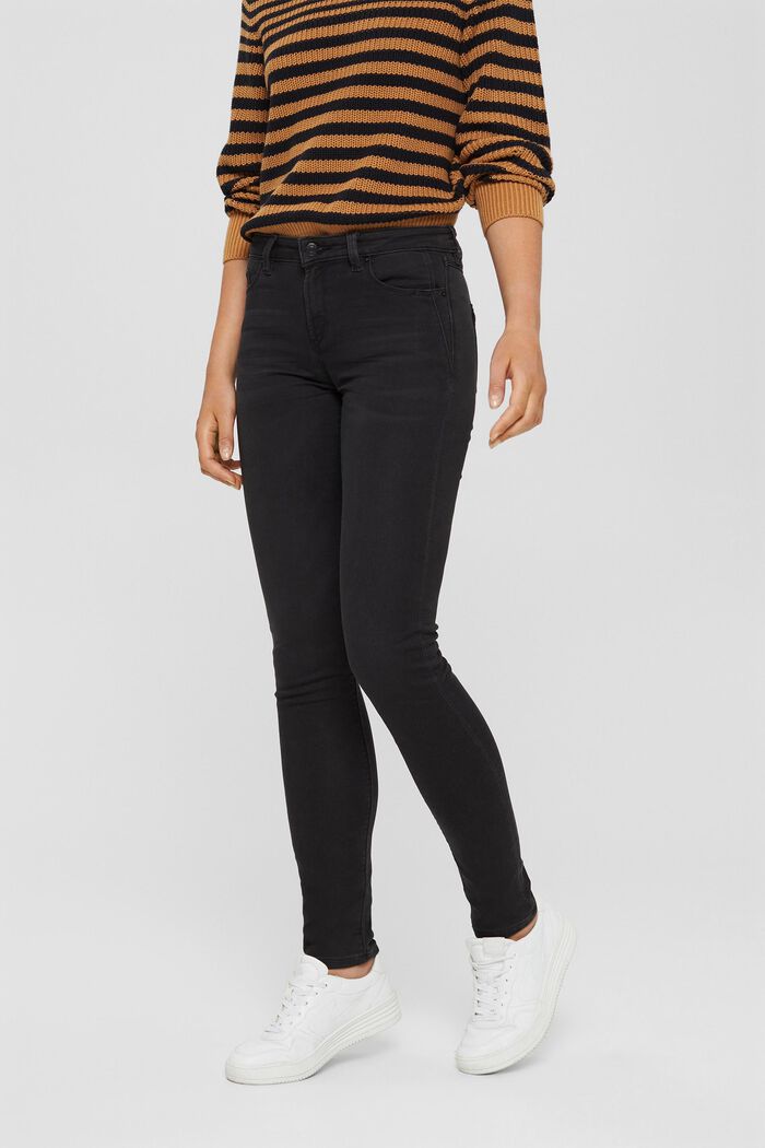 Black denim jeans in comfortable tracksuit fabric, BLACK DARK WASHED, detail image number 0