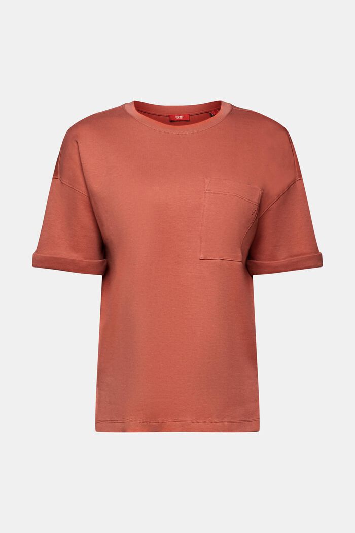 Oversized t-shirt with a patch pocket, TERRACOTTA, detail image number 6