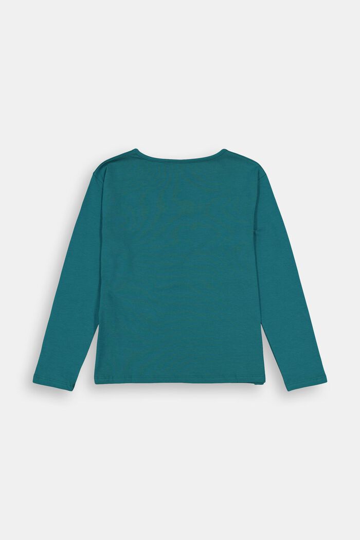 Long sleeve top with a glitter print, AQUA GREEN, detail image number 1