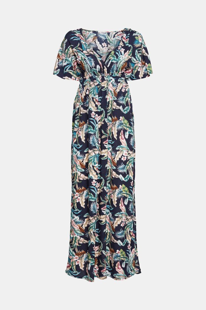 Dress with a tropical print, LENZING™ ECOVERO™, NAVY, detail image number 3