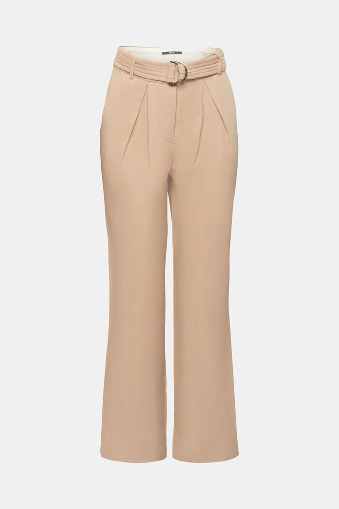 High-rise wide leg linen blend trousers with belt, TAUPE, detail image number 6