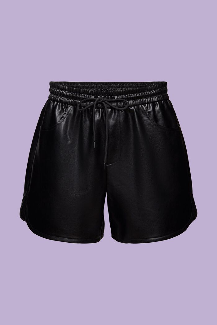 Faux Leather Shorts, BLACK, detail image number 6