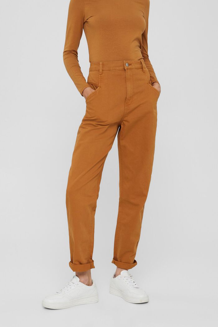 High-waisted trousers, organic cotton, BARK, detail image number 0