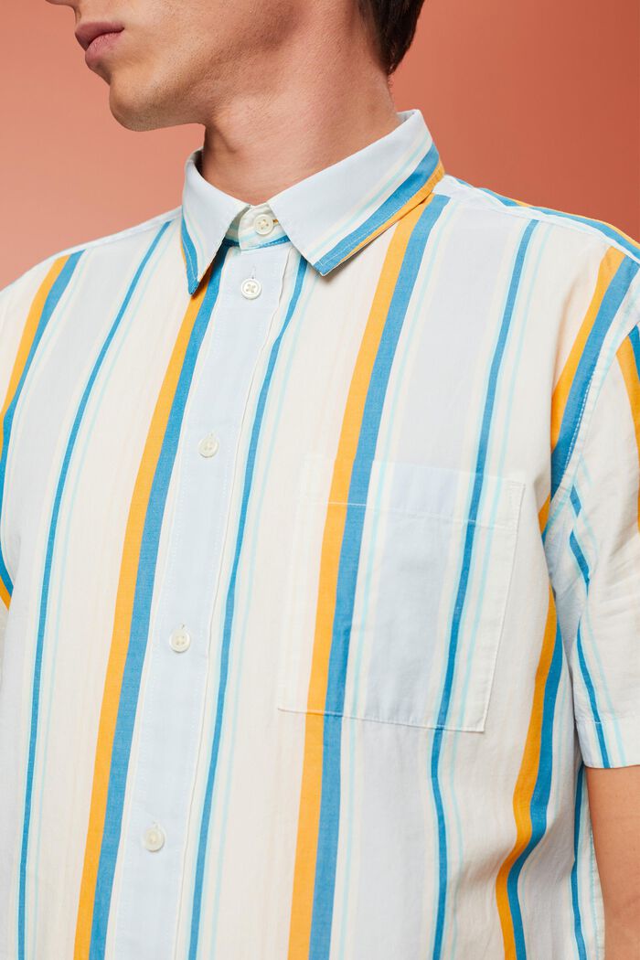Patterned short sleeve shirt, 100% cotton, TURQUOISE, detail image number 2
