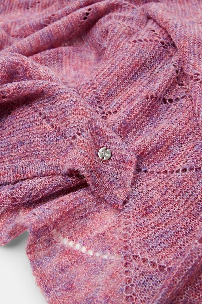 Recycled: ajour scarf with wool, OLD PINK, detail image number 2