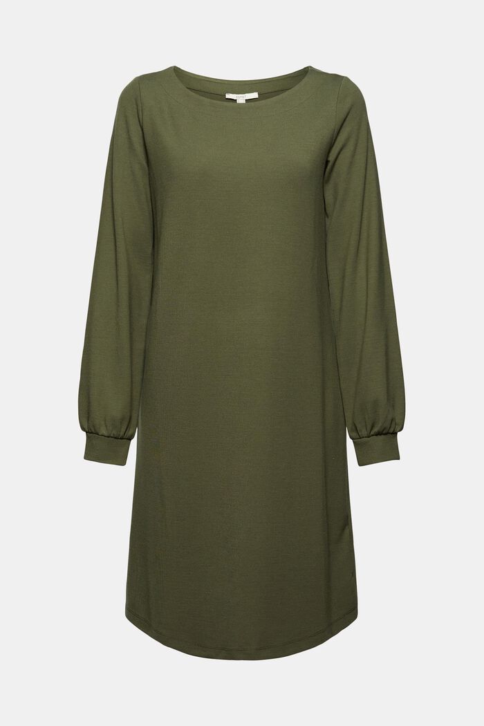 Recycled: sweatshirt dress in blended fabric, DARK KHAKI, overview