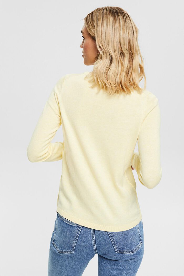 Basic jumper made of blended organic cotton, PASTEL YELLOW, detail image number 3